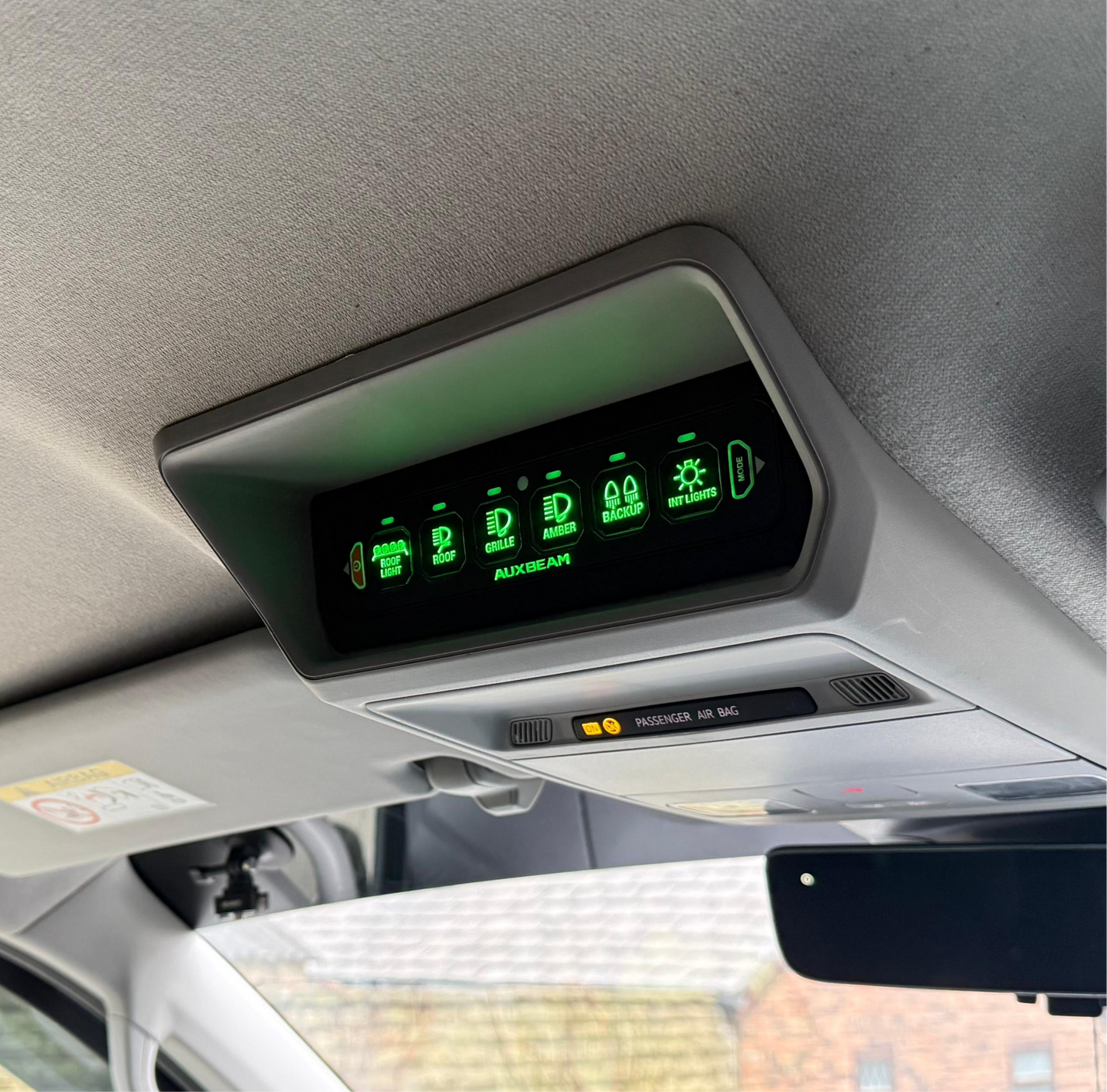 VW T7 / Ford Transit Overhead Cubby Facia for Auxbeam switch panel, Eberspacher EasyStart Pro, Autoterm / Planar comfort MV and Webasto Heater controller